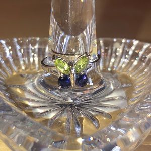 Gorgeous Peridot and blue Sapphire butterfly ring